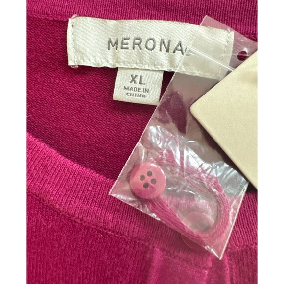 Merona Womens XL Button-Front Purple Cardigan Sweater NWT Berry Long Sleeve - Picture 3 of 5